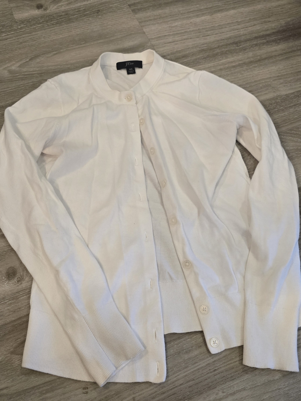 J. Crew White Crewneck Button-Up Cardigan